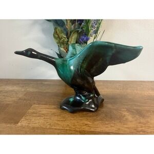 Blue Mountain Pottery Flying Goose Figurine Blue Green Drip Glaze Canada BMP